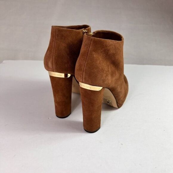 Michael Kors Ankle Boots Womens 8.5 Haven Brown Suede High Heels Almond Toe - Picture 3 of 11
